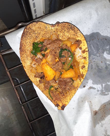 Chorizo stuffed acorn squash.