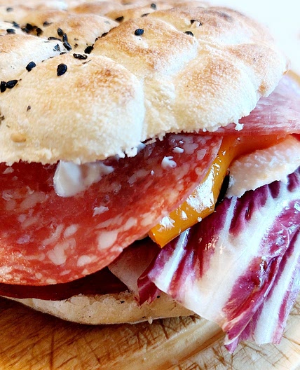 Panini - Salame, grilled pepper, radicchio and mozzarella