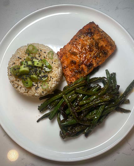 Teriyaki Salmon & Garlic Green Beans 
