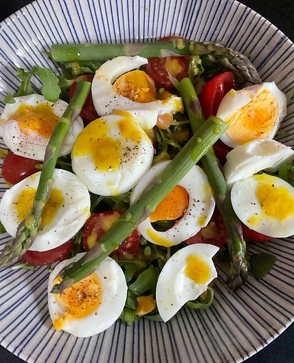 Egg, Asparagus and Rocket Salad with a Mustard Dressing