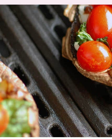 Grilled portobello mushroom pizzas 