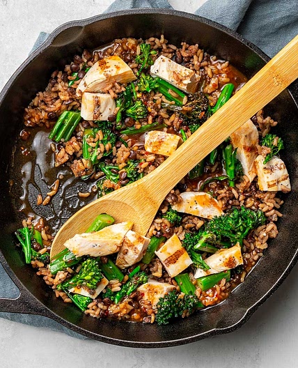 Sesame Ginger Chicken + Lentil Stir-Fry