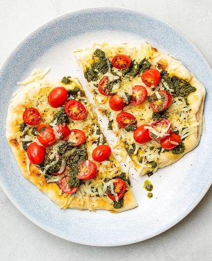Herby Tomato Naan Pizza