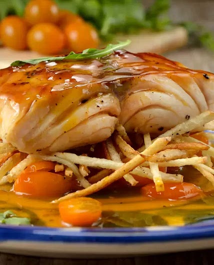 Postas de Pescado en salsa Agridulce de Mango