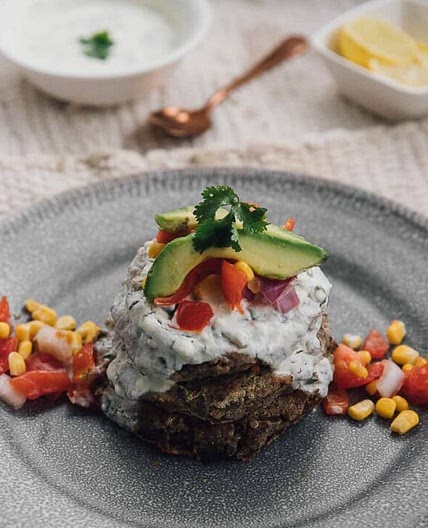 Vegan Black Bean Cakes with Roasted Salsa