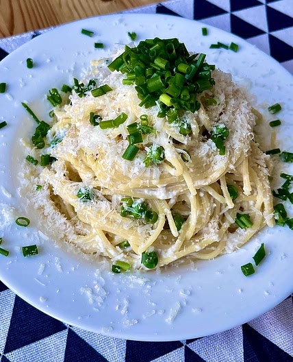 Creamy Cheesy High protein Spaghetti 