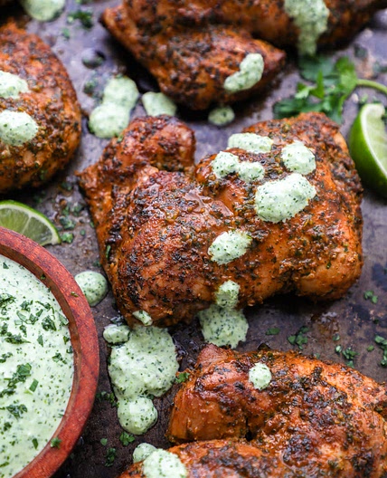 Roasted Peruvian Chicken with Green Sauce