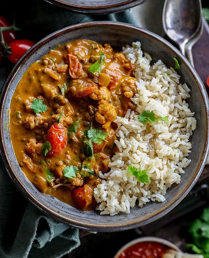 Roasted Cauliflower Lentil Curry