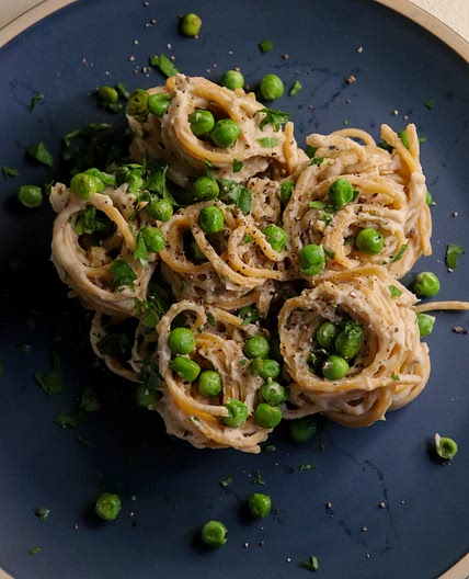 Vegan Alfredo Pasta with Peas