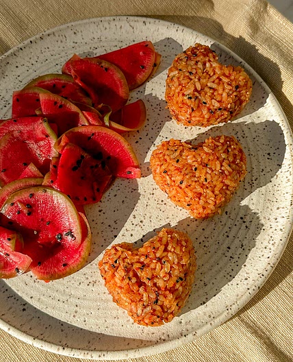 Heart Shaped Kimchi Rice Balls (vegan, gluten free)