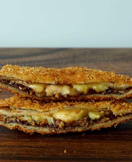 Black and white deepfried chocolate toast