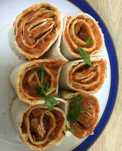 Lentil bolognesy pinwheels