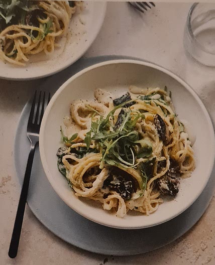 Cashew & chestnut mushroom carbonara