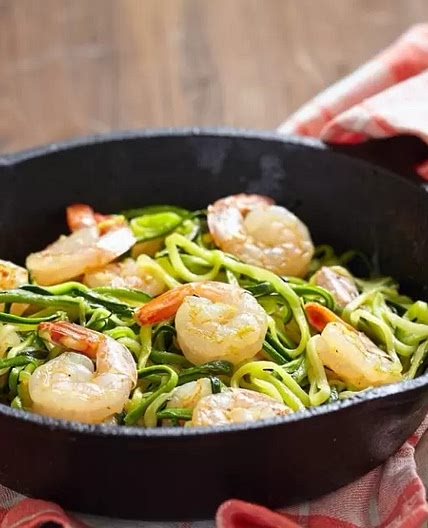 Spaghuetti de Calabaza con Camarones a la Oriental