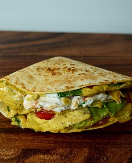 Spinach breakfast quesadilla