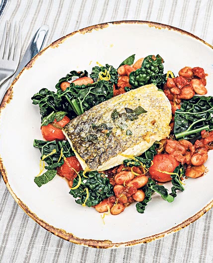 Pan-fried hake and Tuscan beans recipe