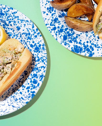 New England Lobster Rolls with Hearts of Palm & Lemon Pepper Potato Wedges