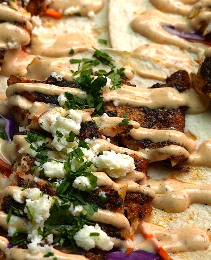Blackened Rockfish Tacos w/ Fish Taco Sauce