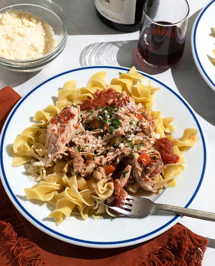 Hearty Chicken Ragout with Buttered Noodles