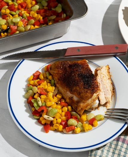 Crispy Chicken Thighs & Simple Succotash