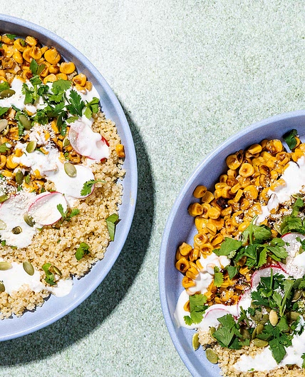 Elote Bowls with Lime Chickpeas & Quinoa