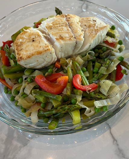 Pan-Seared Halibut With Spring Vegetables