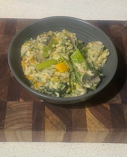 Pumpkin and asparagus risotto