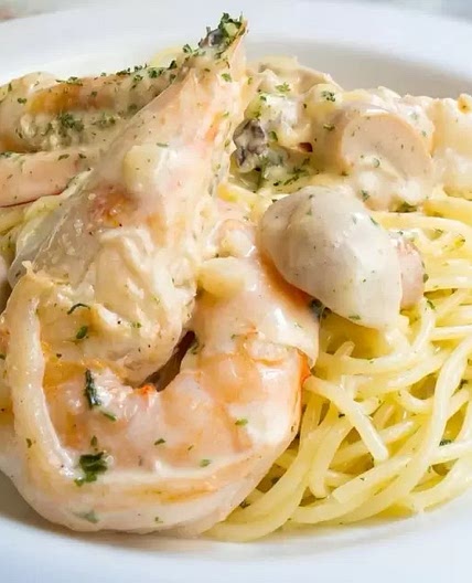 Spaghetti con Camarones a la Crema
