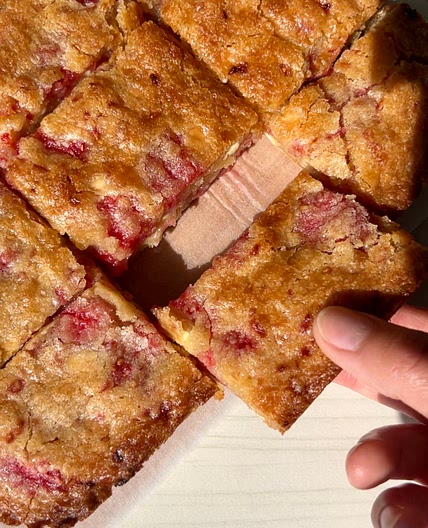 Raspberry White Chocolate Blondies