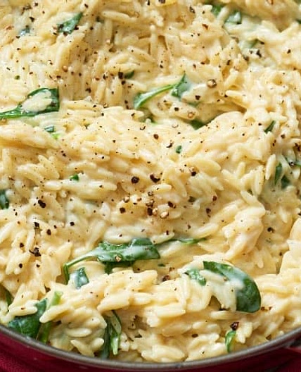 Alfredo Spinach & Orzo with Chicken 