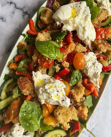 Panzanella Salad with Burrata Cheese