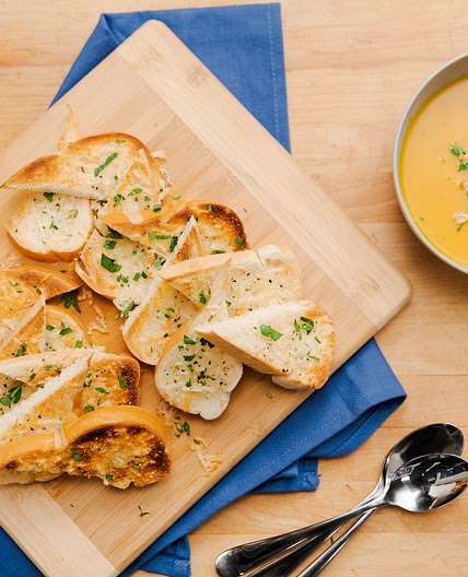 Butternut Squash Soup with Cheesy Toast Points