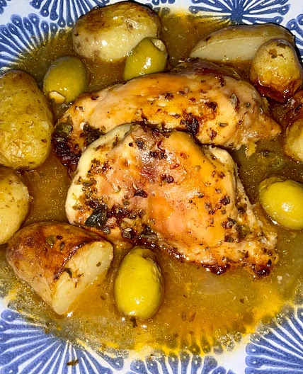 Greek Chicken, Olives and Jersey Royals