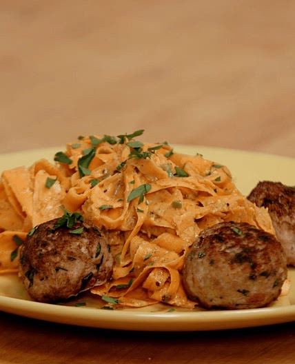 Sweet Potato Noodles & Turkey Meatballs
