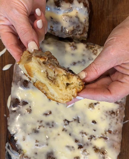 Cinnamon Buns Focaccia Bread with Sweet Icing