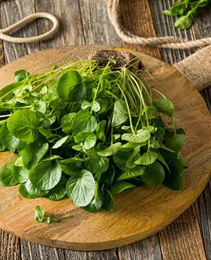 Ensalada de berro, aceitunas y almendras