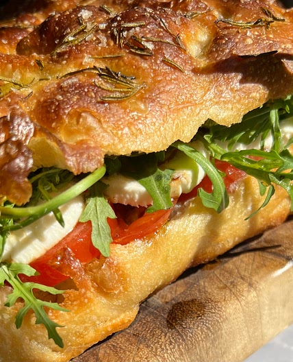 Pesto Caprese Focaccia Sandwich