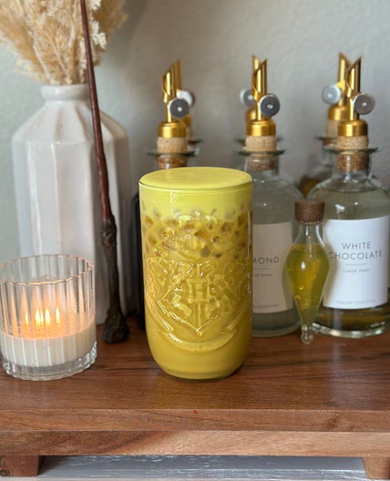 Hufflepuff Flan Iced Latte