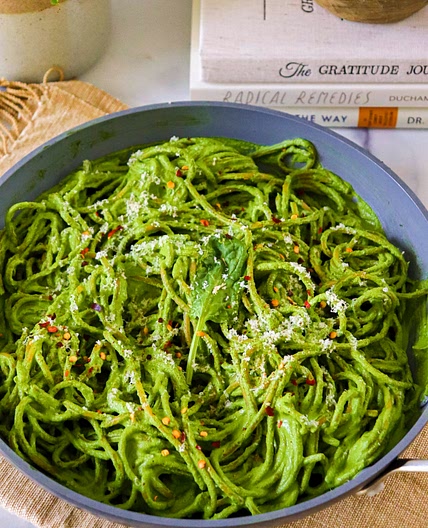 Iron Rich Spinach Pesto Pasta (vegan & gluten free)
