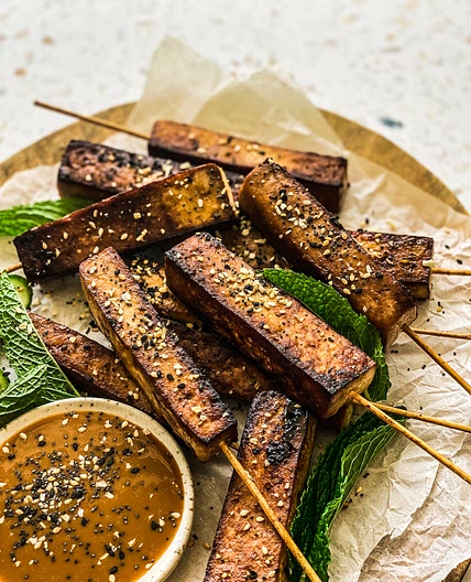 Crispy Tofu Skewers & Satay Dipping Sauce
