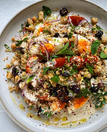 Meliz Cooks Creamy Tahini, Quinoa & Quinoa “Piyaz” Salad | Blossom Avenue