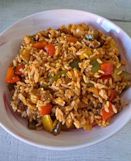 Paprika-Reis-Pfanne mit Hack