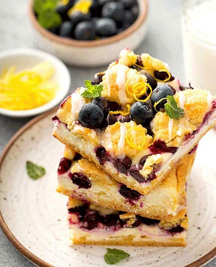 Lemon Blueberry Crumb Bars Dessert - healthy life