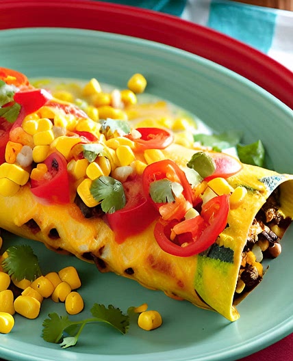 Simple corn and  zucchini enchilada