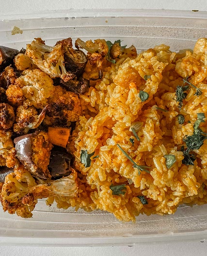 Chicken Rice and Baked Cauliflower