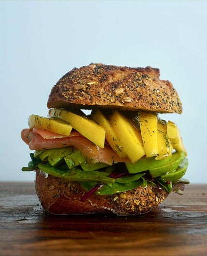 Salmon mango sandwich