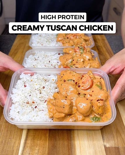 High Protein Creamy Tuscan Chicken Meal Prep! 🔥