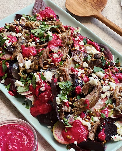 Vibrant Lamb Salad With Radicchio, Beetroot And Tahini