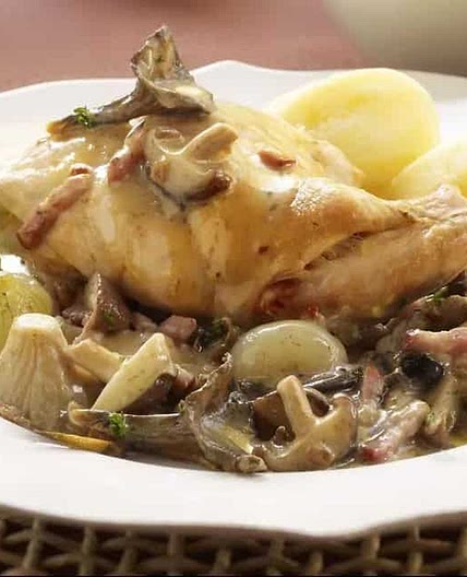 Rabbit Fricassee With Bacon Pearl Onions And Mushrooms Recipe