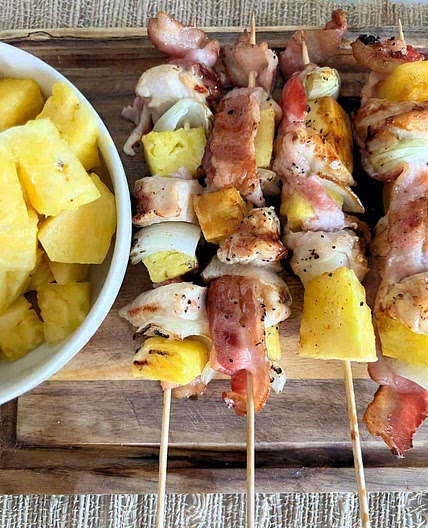 Bacon, Pineapple, Chicken Kabobs